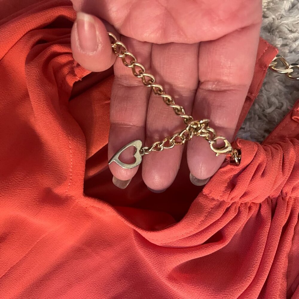 Thalia Sodi Coral Chain Halter Asymmetrical Dress L - Picture 7 of 10